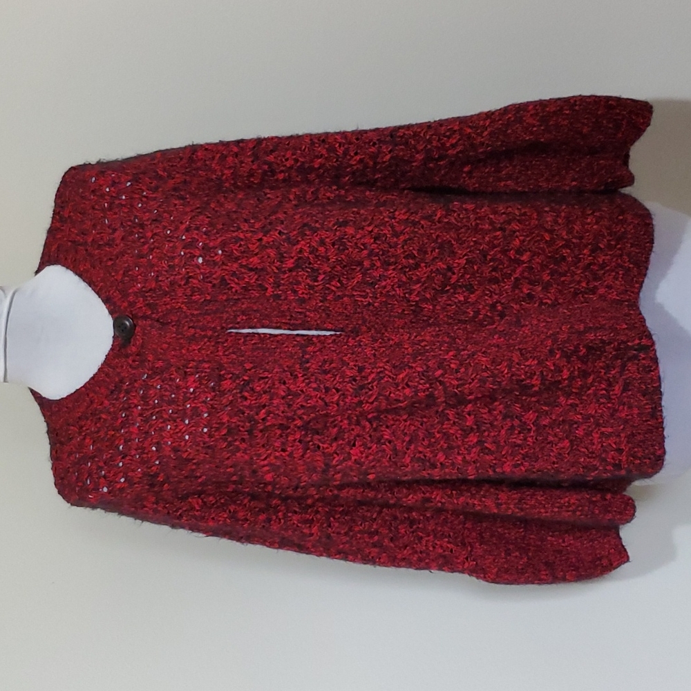 Vintage Ruby Rd. Open Front Sweater - Red/Black -… - image 1